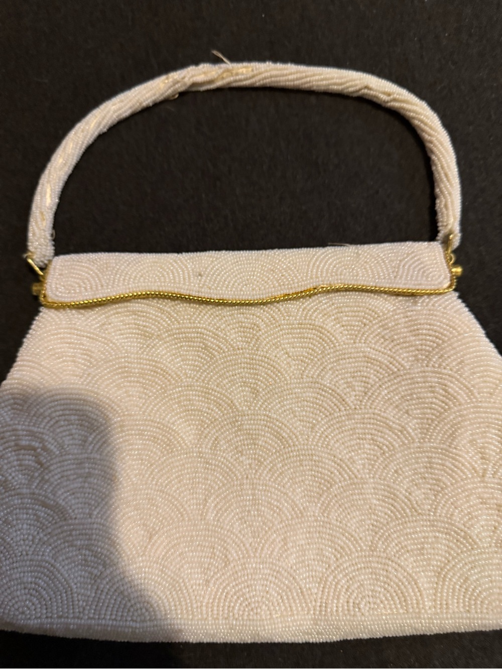 Elegant White Beaded Evening Handbag - Unbranded